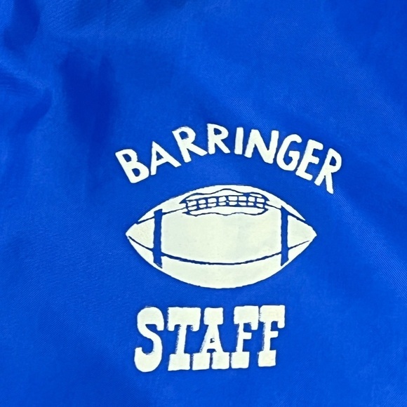 Vintage 1980s Barringer Football Newark New Jersey Blue 80s Zip Up Coat Jacket - Picture 4 of 8